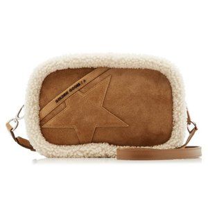 Golden Goose Star Shearling-Trimmed Suede Shoulder Bag